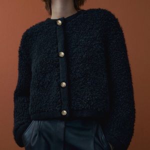 Massimo dutti Boucle knit cardigan with buttons NWT